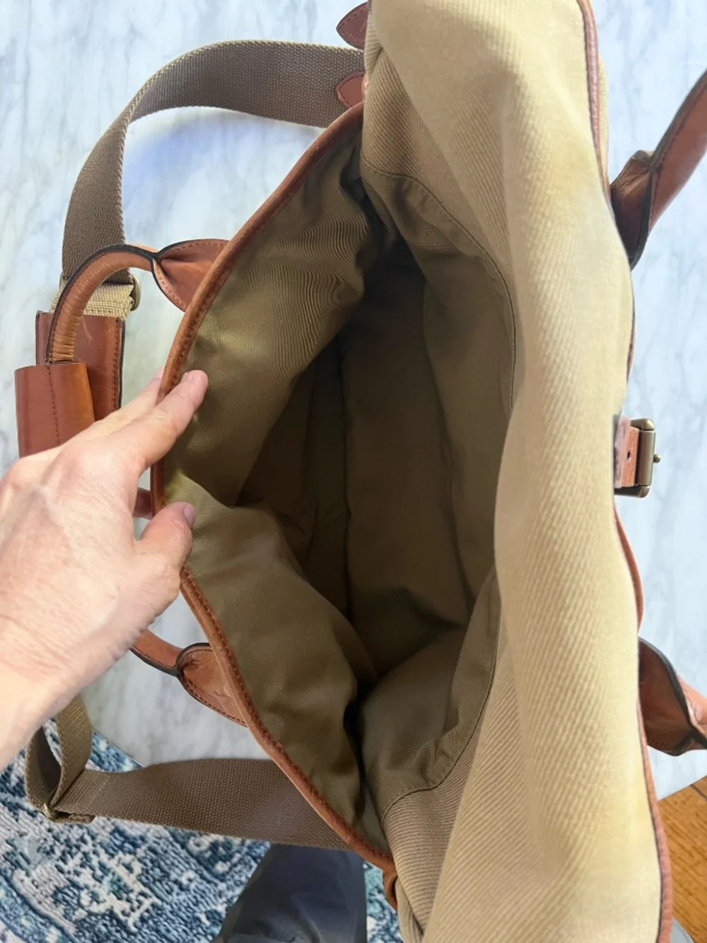Vintage Polo Ralph Lauren Canvas Leather Weekender Travel Bag